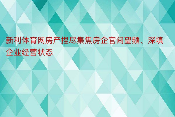 新利体育网房产捏尽集焦房企官间望频、深填企业经营状态