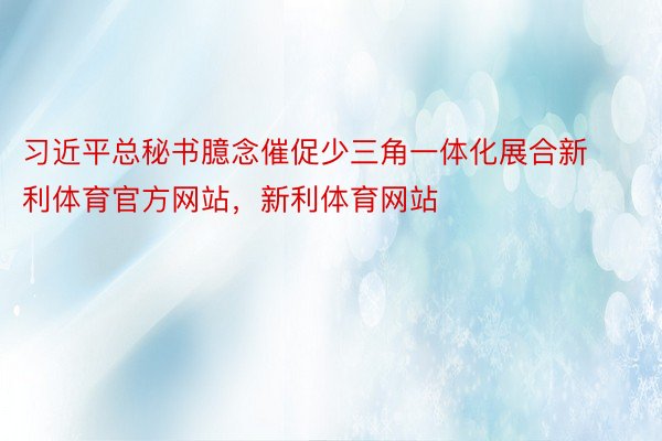 习近平总秘书臆念催促少三角一体化展合新利体育官方网站，新利体育网站